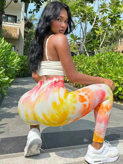 3D Tie Dye Leggings Women Gym Workout Leggings Seamless High Waist Fitness Sports Tights Hip Liftting Stretchy Yoga Pants