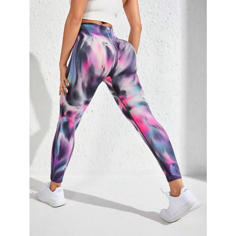 3D Tie Dye Leggings Women Gym Workout Leggings Seamless High Waist Fitness Sports Tights Hip Liftting Stretchy Yoga Pants