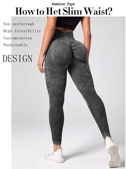 Women Seamless Leggings Washing Yoga pants Bubble Butt Push Up Fitness Legging High Waist Scrunch Tight Mujer Gym  Legging (Copy)